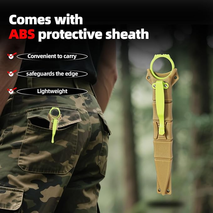 XXOK Actical Knife Portable Knife 7.0 Inch 440C Fixed Blade Knives Outdoor camping portable straight knife with protective cover available in red and green colors (green)