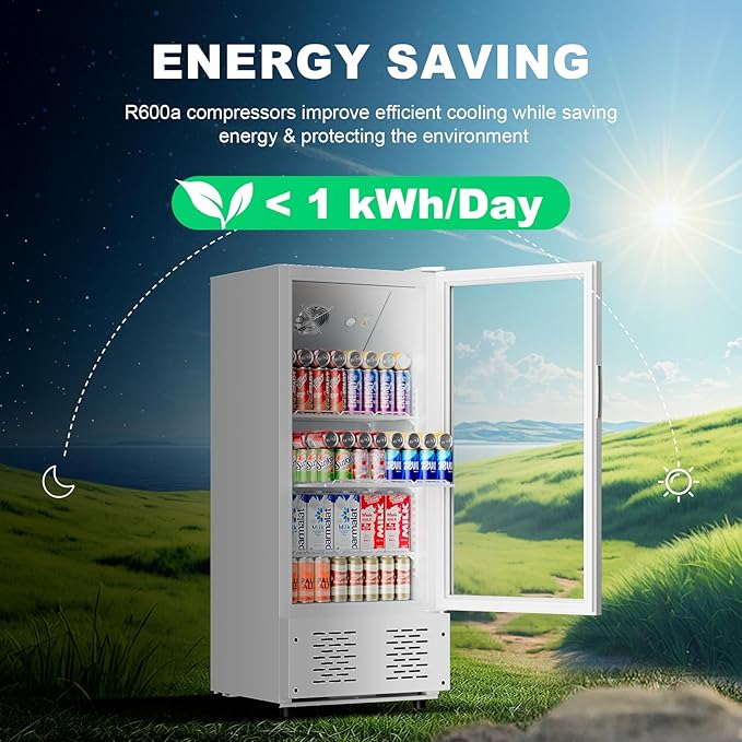 6.5 Cu.Ft Commercial Beverage Refrigerator Glass Door Drink Cooler with Soft Light and 5 Shelves, Display Refrigerator for Restaurant Store Cafe Office, White