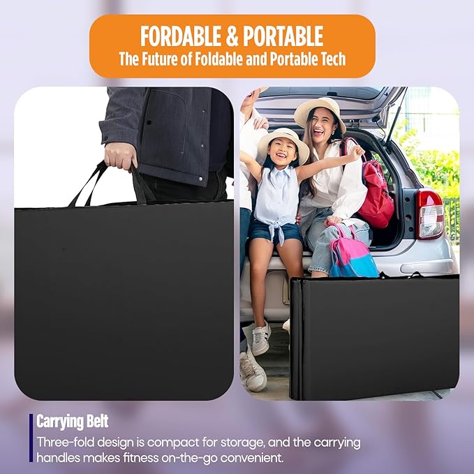 Gymnastics Mats Foldable Tumbling Mats Portable Gymnastics Exercise Mat 2'x6'/2.5'x6.4'/4'x6'/4'x8'/4'x10'/ Gymnastics Tumbling Mats Pad Home Exercise Panel Mat With Carrying Handles