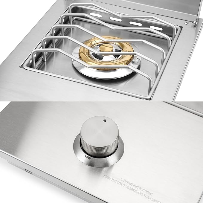 Stanbroil Built-in Stainless Steel Side Burner for Outdoor Kitchen - Liquid Propane Only