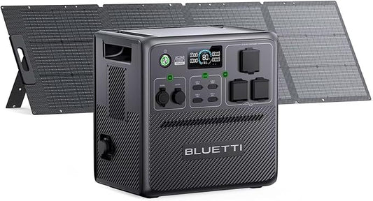 BLUETTI Pioneer 150 (AC240) Solar Generator with 200W Panels (Ships Separately), 1536Wh/2400W, Expandable to 10136Wh, IP65 Water Resistant LFP Battery, Portable Power Station for Camping, Home, RV