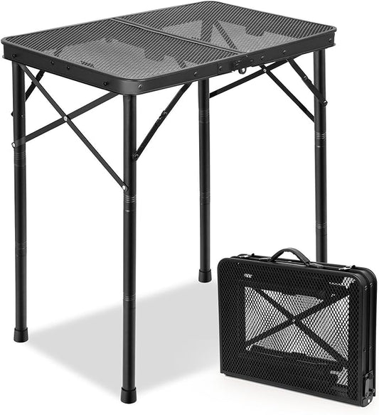 Small Folding Grill Table 3 Heights, Easy for Storage, Compact and Portable Picnic Table for Outdoor Camping, Garden, Patio, Dining, BBQ, Party, Market, 2Ft (Small, Black)