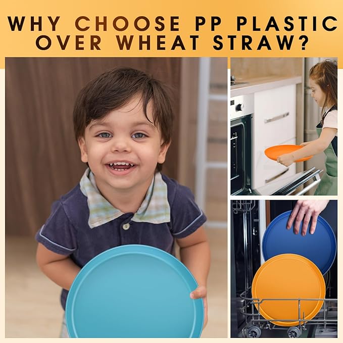Plastic Dinnerware Sets – 40-Piece Colorful Plates and Bowls Set for 8, Reusable Unbreakable Fiesta Style Party Dishes with Cups, Knives, Forks and Spoons, for Outdoor, Picnic or Everyday Use