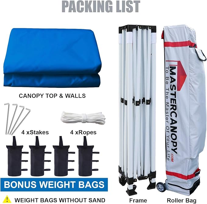 MASTERCANOPY Pop-up Canopy Tent with Sidewalls (10x15,Blue)