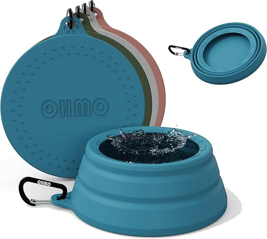 OHMO Spill Proof Collapsible Dog Water Bowl 24oz for Cars, No Splash Portable Bowls for Dog Travel, Pet Essentials for Road Trips, Cat Travel Accessories