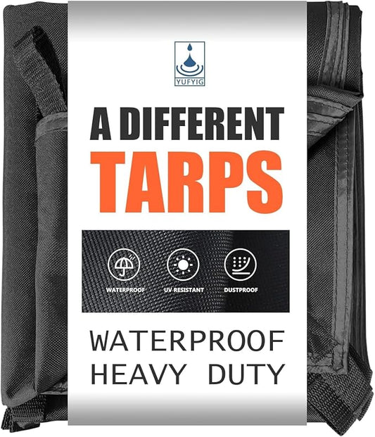 5x5Ft Waterproof Canvas Tarp Black，Heavy Duty Multipurpose Oxford Tarpaulin Cover for Canopy Tent, Roof, Boats, Pool, Woodpile, Robust, Rip & Tear Proof, 20mil