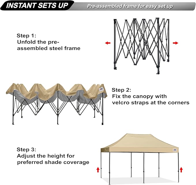 ABCCANOPY Patio Pop Up Canopy Tent 10x20 Commercial-Series (Beige)