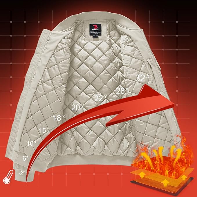 Gopune Men's Windproof Bomber Jacket Warm Water Resistant Windbreaker Winter Outwear Quilted Jackets Coats