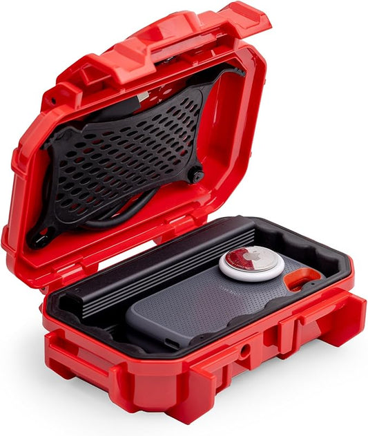 Evergreen 52 Waterproof Dry Box Protective Case - Travel Safe/Mil Spec/USA Made - for Cameras, Camping, Fishing, Hiking, Traveling, Water Sports, Knives, Survival (Red)