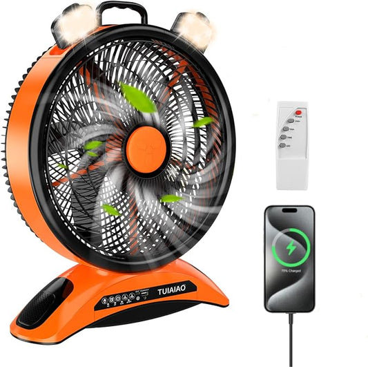 Extra Large Size Camping Fan, 45000mAh Battery Rechargeable Portable Fan,12-Inch Blade & 830CFM Super Airflow, Cordless for Outdoor Large BBQ RV Tent Garage Hurricane Emergencies & Indoor