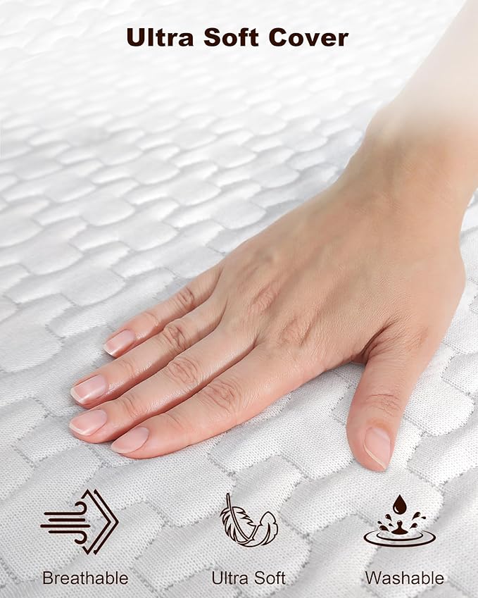 RV Three Quarter Mattress, 4" Memory Foam Topper, Ultra-Soft Cover, CertiPUR-US Certified, 48" x 75", Perfect for Compact RVs and Vintage Trailers