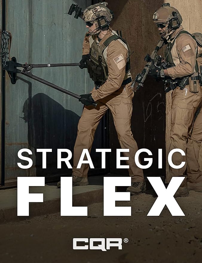 CQR Men's Flex Ripstop Tactical Pants, Water Resistant Stretch Cargo Pants, Lightweight EDC Hiking Work Pants