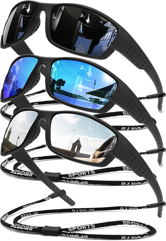 Polarized Sports Sunglasses Men UV400 Protection Lightweight Wrap Around Goggles for Cycling Fishing Driving Running