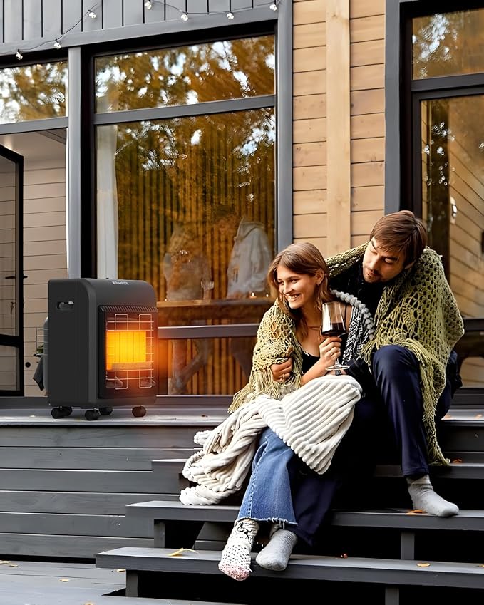 Kohree Propane Heater, 18,000 BTU Portable LP Gas Heater with ODS & Tip-over Protection, Gas Regulator & Hose, Outdoor Propane Tank Heater for Patio, Garage, Camping, Heating Up to 450 Sq. Ft (Black)