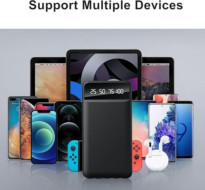 Portable Charger 40000mAh Power Bank with 4 Built-in Cables, 5 Outputs & 3 Inputs, Travel Essentials with Flashlight, USB C Battery Pack for iPhone 16 15 14 13 12 11, Android Charger, iPad Tablet