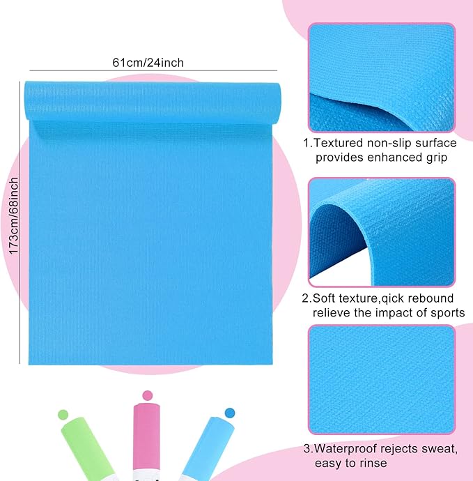 Amylove 12 Pieces Yoga Mats Bulk 68x24x0.12 Inch Exercise Non Slip Fitness Workout Mats for Women Men Home Workout Gym Yoga