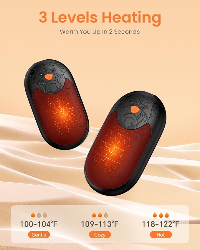Hand Warmers Rechargeable 2 Pack, 8000mAh Electric Reusable Hand Warmer, Magnetic 2 in 1 Puppy-Shaped Portable Pocket USB Handwarmers with All Day Warmth, Best Warm Winter Gift Women Men