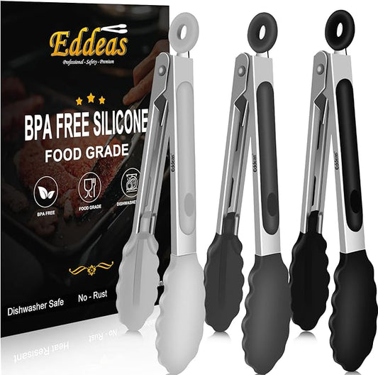 Small Tongs For Cooking - 7 inch Mini Tongs For Serving, Silicone Kitchen Tongs With Silicone Tip, Air Fryer, Appetizers, Veggies, Salad, Dishwasher safety Set of 3 Colour
