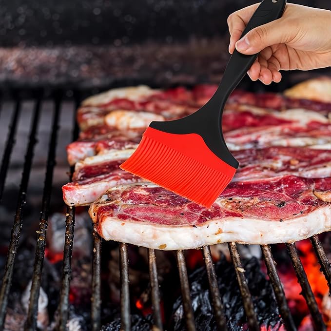 Large Silicone Basting Pastry Brush, 2pcs 3.94''Extra Wide Basting Pastry Brushes for Cooking Red Oil Bolosy Heat Resistant Brush for Spread BBQ Baking Grilling Dishwasher Kitchen Bread Cookie