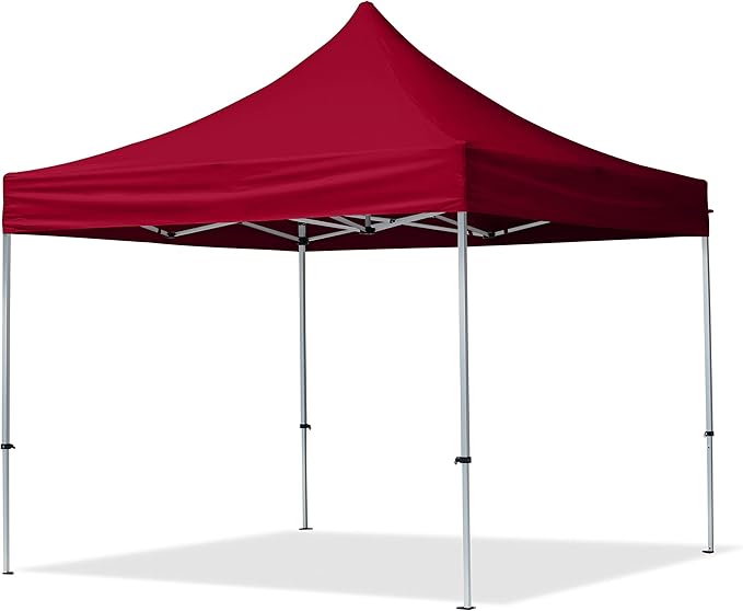 10x10 ft PES 700 Pop up Canopy Tent Economy Aluminium 1.3 in., incl. 4 Sidewalls with Panorama Windows, Red
