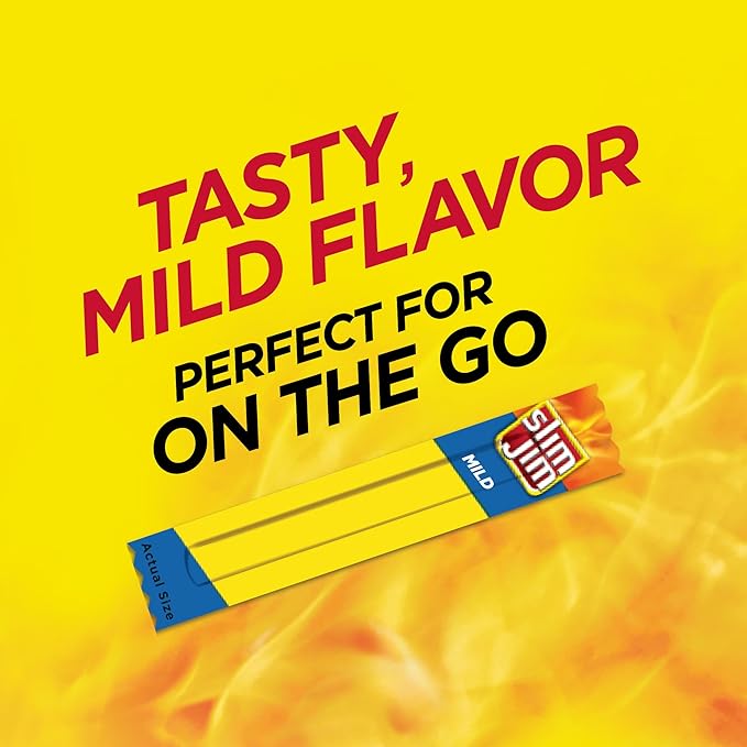 Slim Jim Smoked Meat Sticks, Mild Flavor, 6g Protein Per Serving, Snack Size, Lunchbox Snack, 0.28 oz. (100 Count)