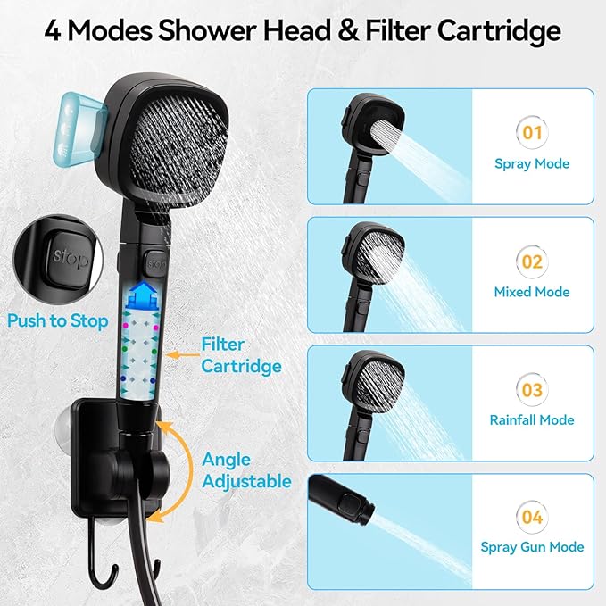 Portable Camping Shower with 6000mAh Battery & 2000W Heater – Rechargeable Camp Shower Pump, LED Screen, Filtered Shower Head, Portable Shower for Camping, Hiking, Travel & Outdoor Cleaning