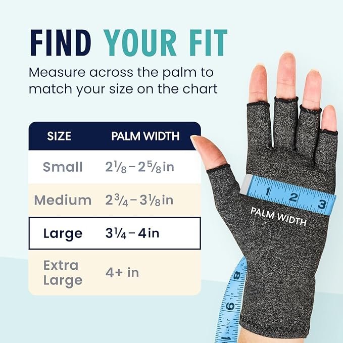 Dr. Frederick's Original Arthritis Compression Gloves for Women & Men - Ideal for Arthritis Hand Pain Relief, Carpal Tunnel, Reynaud’s & Poor Circulation - Large