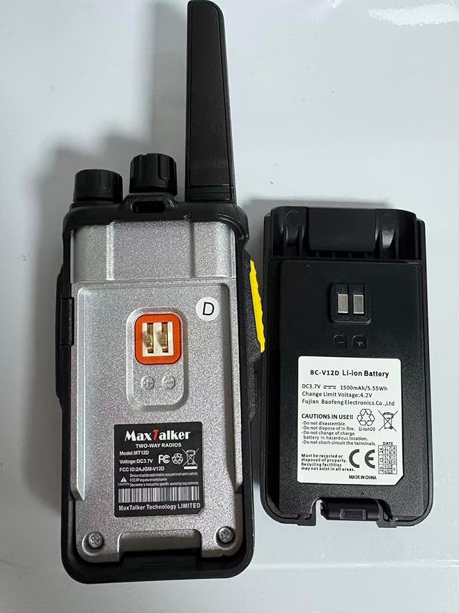 MT12D Walkie Talkies for Adults, Long Range FRS Two Way Radio Rechargeable with Earpiece, 1500mAh USB-C Port Battery, Radios Walkie Talkies 6 Pack for Construction School Camping