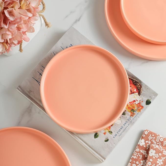 Stone Lain Stella Salad Plate 6-Piece Set, Round, Porcelain, Peach