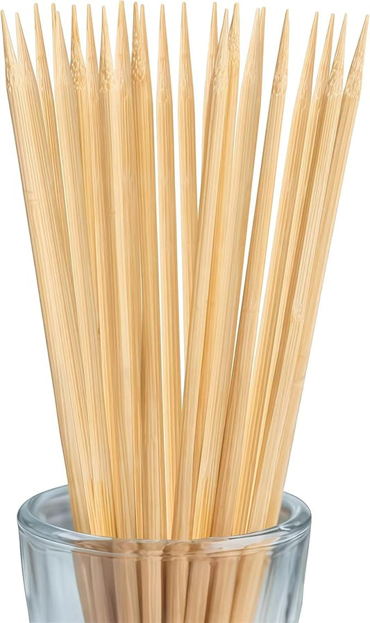 10 inch Natural Bamboo Skewers for Grilling，Chocolate Fountain，Kabob，Crafts，Barbecue，Flower Bouquet， Bouquet Wrapping Paper. Diameter=4mm. More Size Choices 6"/8"/10"/12"/36"(100 PCS)