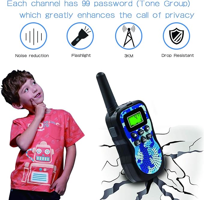 Walkie Talkie for Kids, Toys for 3-12 Year Old Boys Girls with Backlit LCD Display and Flashlight Range Up to 3 KM Gifts for 3-12 Year Old Boys Girls