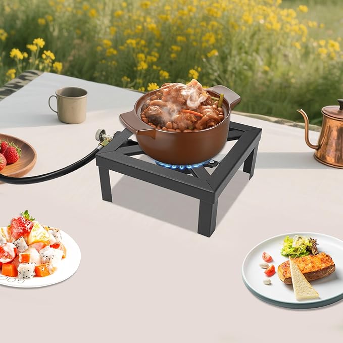 Single Burner Gas Stove, 8000W Portable Outdoor Propane Stove with Adjustable 0-20Psi Regulator Hose for Patio Camping, BBQ, Home Brewing, Turkey Fry, Maple Syrup Prep
