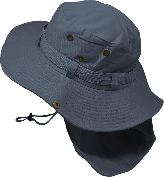 Glory Max Bucket Boonie Hat with Neck Flap Cover Sun Safari Wide Brim Fishing Garden Hiking Cap