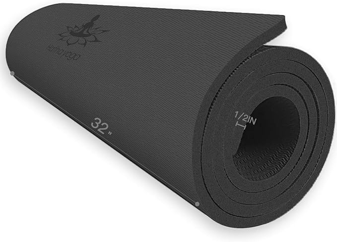 Hatha Yoga Extra Thick TPE Yoga Mat - 72"x 32" Thickness 1/2 Inch -Eco Friendly SGS Certified - With High Density Anti-Tear Exercise Bolster For Home Gym Travel & Floor Outside