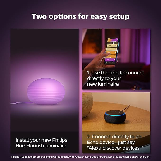 Philips Hue Flourish Smart Table Lamp, White- White and Color Ambiance LED Color-Changing Light- 1 Pack - Control with Hue App- Compatible with Alexa, Google Assistant, and Apple Homekit