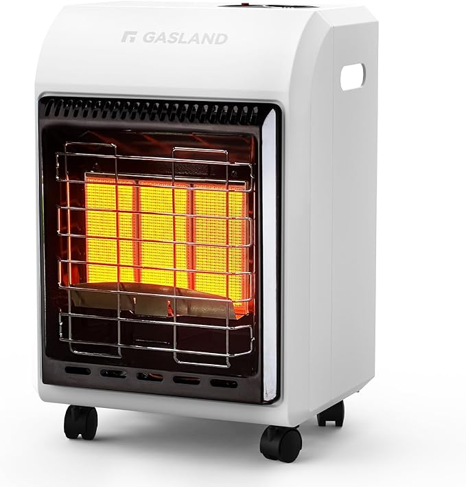 GASLAND MHA18W Propane Radiant heater,18,000 BTU Warm Area up to 450 sq.ft, Portable LP Gas Heater for Garages, Ultra Quiet Propane Heater with LP Regulator Hose (White)