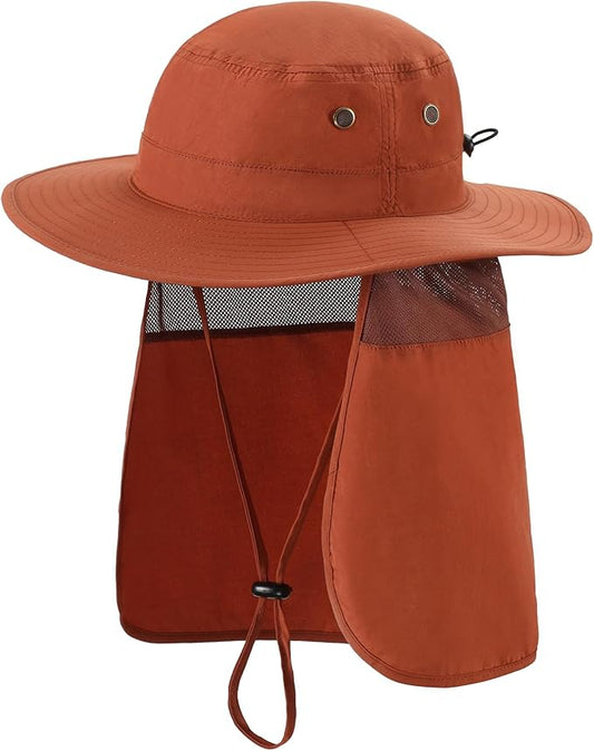 Home Prefer UPF50 Mens Sun Hat with Neck Flap Quick Dry UV Protection Cap Womens Wide Brim Fishing Hat Neck Flap Beach Garden