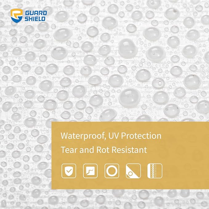 GUARD SHIELD Heavy Duty Tarp 12x12 Feet White Multi Purpose Thick Waterproof Poly Tarp Cover 10mil