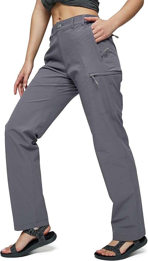 MIER Women's Quick Dry Cargo Pants Lightweight Tactical Hiking Pants with 6 Pockets, Stretchy and Water-Resistant