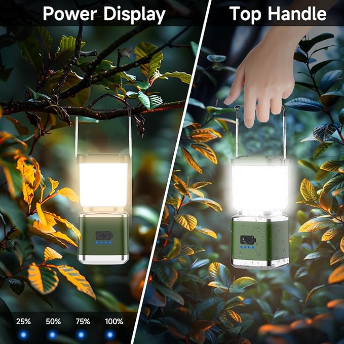 LED Camping Lantern, High Lumens Camping Light Rechargeable with 4 Light Modes, Waterproof, Camping Essentials, Mini Lantern Flashlight for Camping, Hurricane, Emergency, Hiking, Power Outages, 4pc