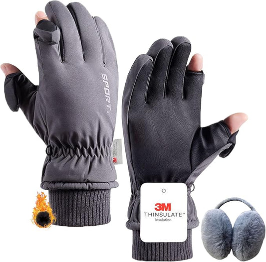 Winter Gloves for Men Women - Touchscreen Thermal Windproof Waterproof Cold Weather Gloves for Dog Walking