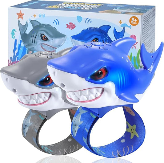 Vvinca Walkie Talkies for Kids 2 Pack - Toys for Boys Girls Age 3-5 5-7 8-12 Christmas Birthday Gifts for Toddlers Adjustable Strap Long Range Clear Sound Camping Outdoor Game Shark Walkie-Talkie