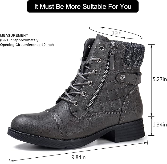 STQ Women's Combat Boots Lace up Ankle Booties