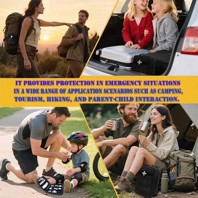 First Aid Kit EMT Medical IFAK Pouch, Molle Tactical Med Emergency Trauma Bag for Camping Home Car Hiking Hunting (Black)