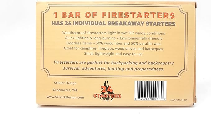 Fire Starters – 24-Pack | Non-Toxic, Odorless & Weatherproof Fire Starters for Camping, Fireplace, BBQ, Wood Stove & Grill | Easy Light, Long Burning 8–10 Minutes