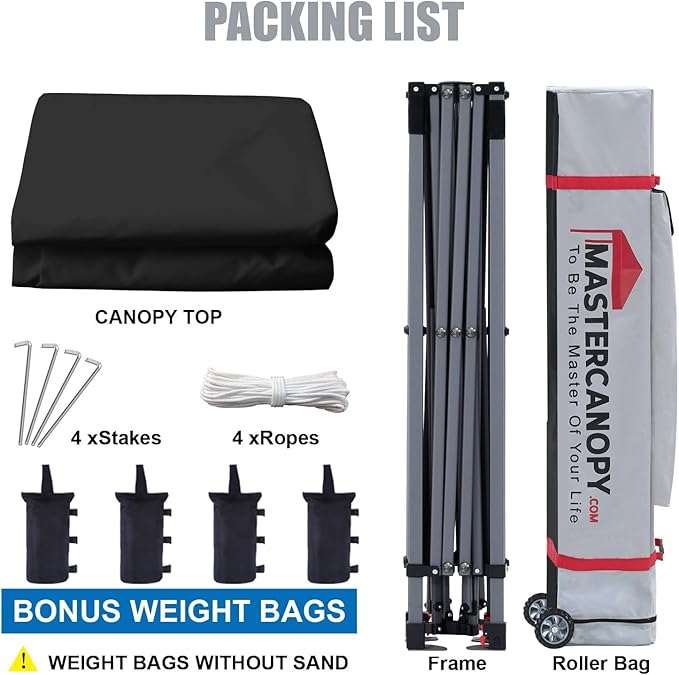 MASTERCANOPY Heavy Duty Pop-up Canopy Tent with Sidewalls (10x10,Black)