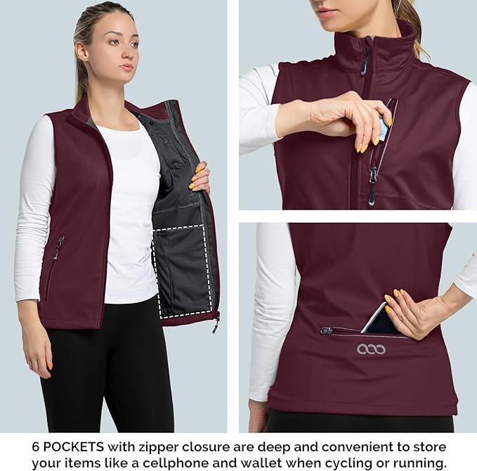 33,000ft Women's Lightweight Running Vest Outerwear with Pockets, Windproof Sleeveless Jacket for Golf Hiking Travel