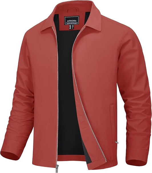 MAGNIVIT Men's Lightweight Jackets Light Windbreaker Full Zip Up Stylish Golf Coat Business Work Casual Dress