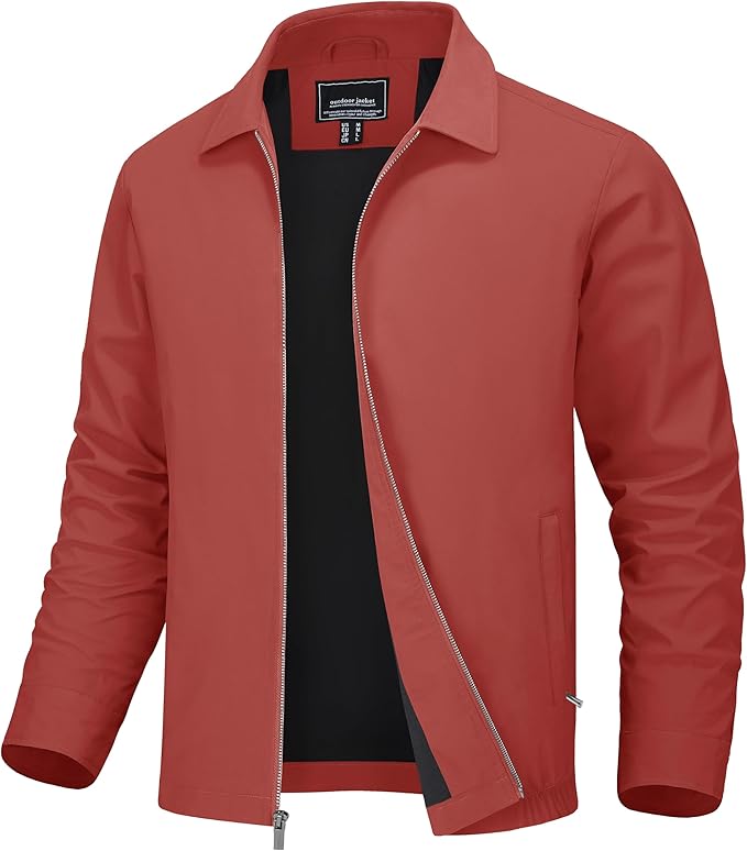 MAGNIVIT Men's Lightweight Jackets Light Windbreaker Full Zip Up Stylish Golf Coat Business Work Casual Dress