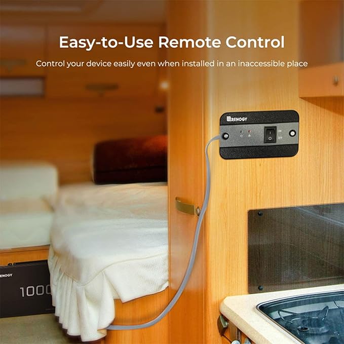 Renogy 1000W Pure Sine Wave Inverter 12V DC to 120V AC Converter for Home, RV, Truck, Off-Grid Solar Power 110V with Built-in 5V/2.1A USB Port, Hardwire Remote Controller